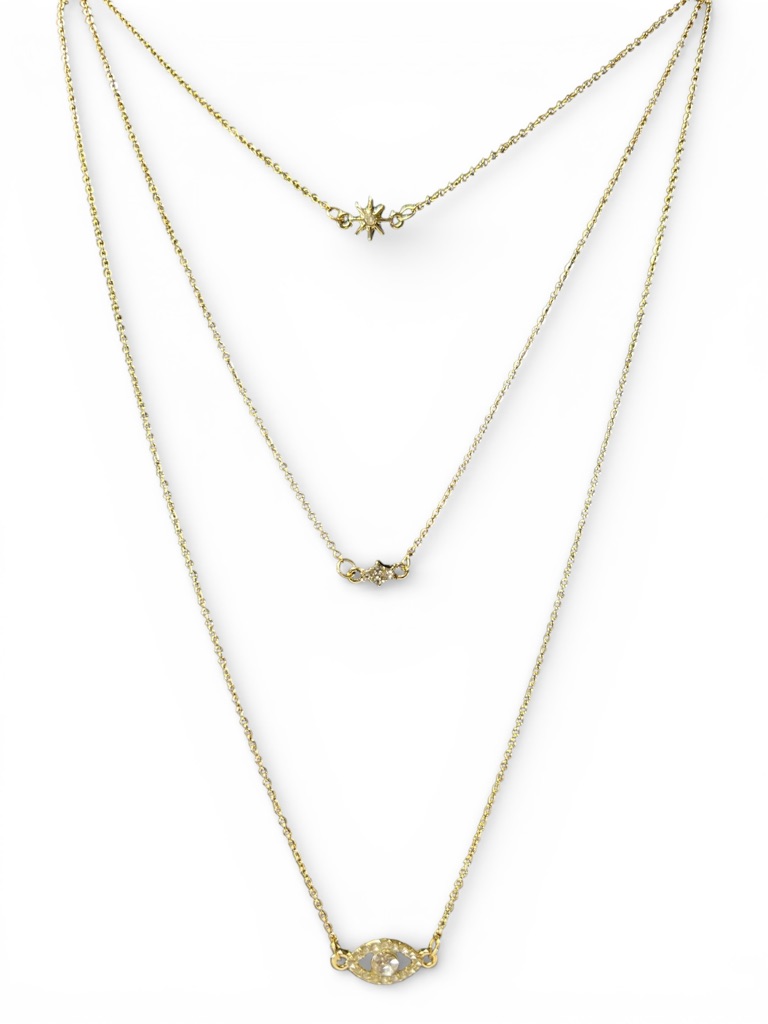 Gold 3 Layered Pendant Necklace Set - Women Jewelry